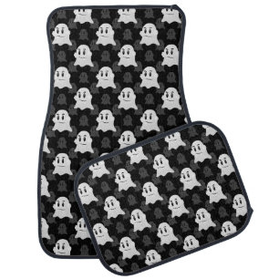 Cute Ghost Blob Black White Print Design Pattern Car Floor Mat