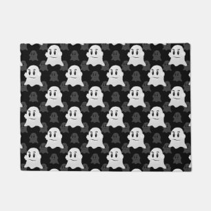 Cute Ghost Blob Black White Print Design Pattern Doormat