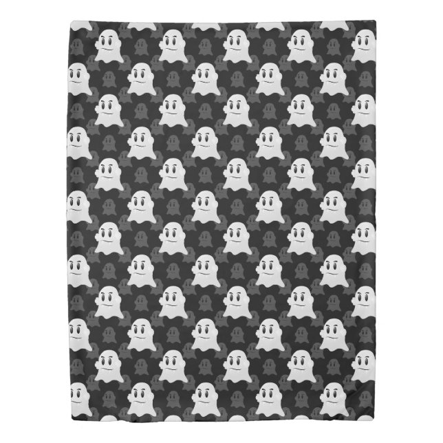 Cute Ghost Blob Black White Print Design Pattern Duvet Cover (Front)