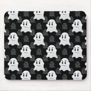Cute Ghost Blob Black White Print Design Pattern Mouse Pad