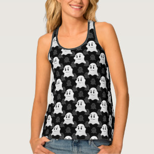 Cute Ghost Blob Black White Print Design Pattern Tank Top