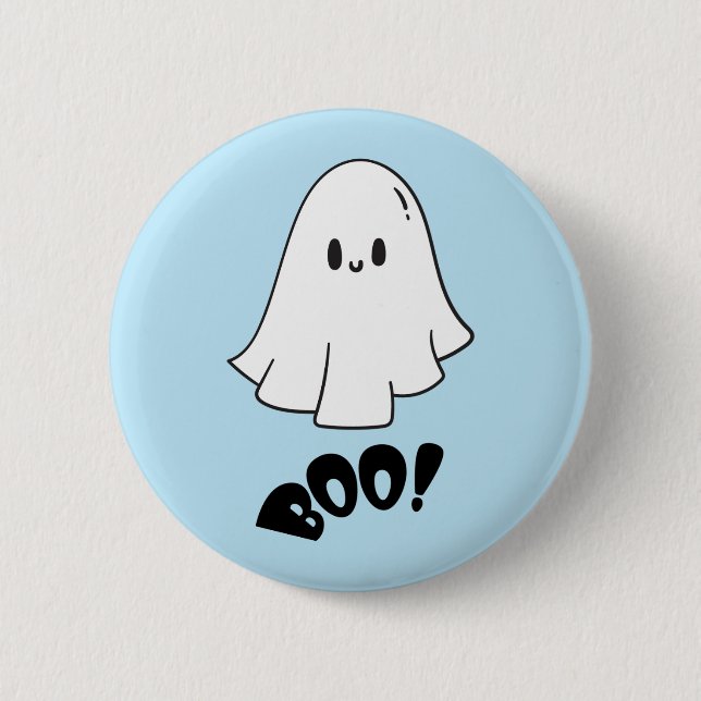 Cute Ghost Blue Halloween Spooky One  Button (Front)