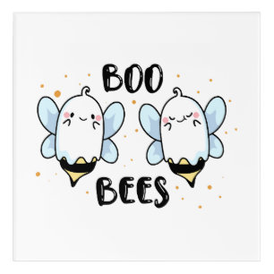 Cute Ghost Boo Bees - Funny Halloween on white Acrylic Print
