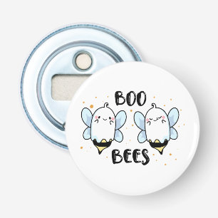 Cute Ghost Boo Bees - Funny Halloween on white Bottle Opener