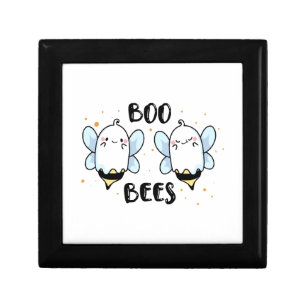 Cute Ghost Boo Bees - Funny Halloween on white  Gift Box