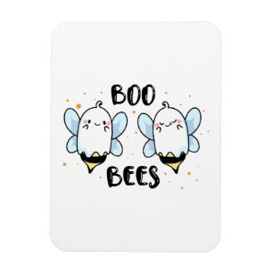 Cute Ghost Boo Bees - Funny Halloween on white Magnet