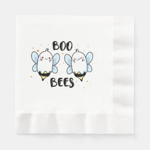 Cute Ghost Boo Bees - Funny Halloween on white Napkins