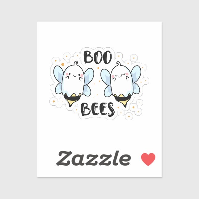 Cute Ghost Boo Bees - Funny Halloween on white Sticker (Sheet)