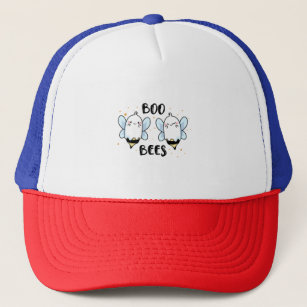 Cute Ghost Boo Bees - Funny Halloween on white Trucker Hat