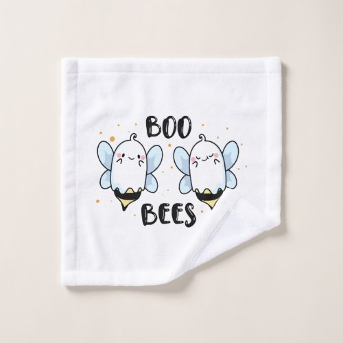 Cute Ghost Boo Bees _ Funny Halloween on white Wash Cloth