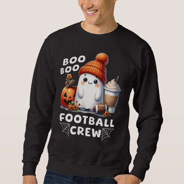 Cute Ghost Boo Boo Football Crew Funny Halloween Sweatshirt (Front)