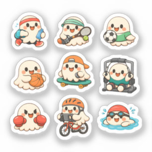 Cute Ghost Boo Camp Ready Fitness Sticker Pack