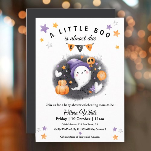 Cute Ghost Boo Halloween Baby Shower Invitation 