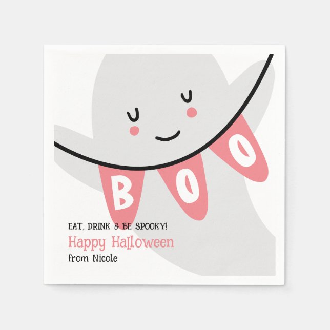 CUTE GHOST BOO HALLOWEEN KIDS TREAT NAPKINS (Front)