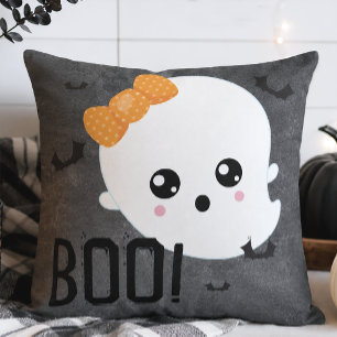 Cute Ghost Boo Halloween Throw Pillow
