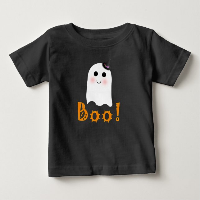 Cute Ghost Boo Happy Halloween Baby Shirt (Front)