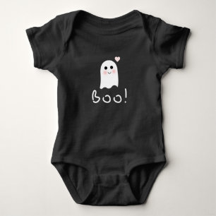Cute Ghost Boo Happy Halloween Jersey Bodysuit