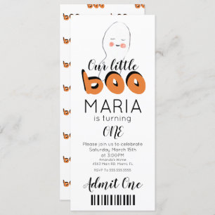 Cute Ghost Boo Ticket Style Party  Invitation