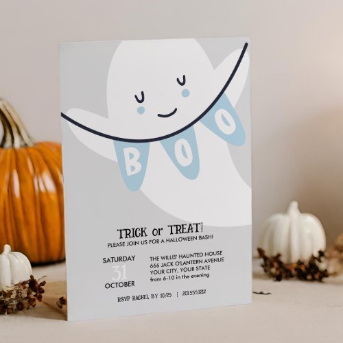 CUTE GHOST BOO TRICK OR TREATS KIDS HALLOWEEN INVITATION