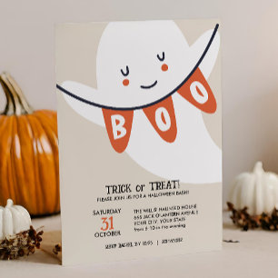CUTE GHOST BOO TRICK OR TREATS KIDS HALLOWEEN INVITATION