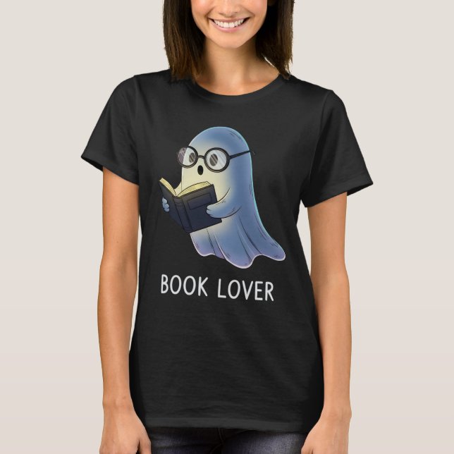 Cute Ghost Book Lover T-Shirt | Funny Nerdy Bookwo (Front)