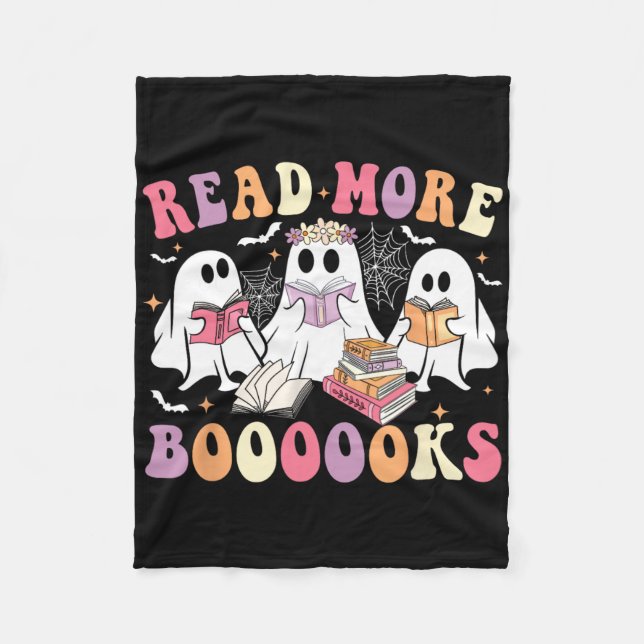 Cute Ghost Book Read More Books Funny Teachers Hal Fleece Blanket (Front)
