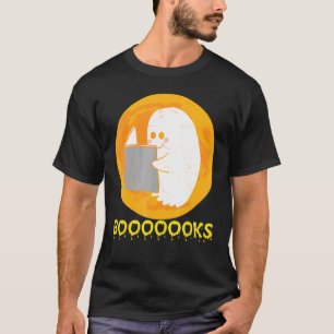 Cute Ghost Book Reading Halloween Teacher Funny Ha T-Shirt