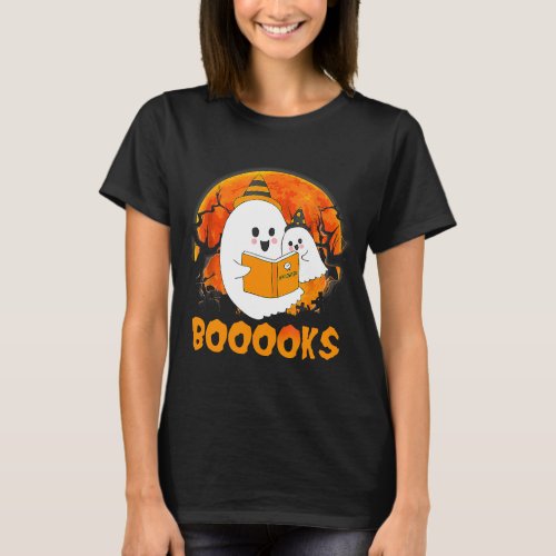 cute ghost book reading teacher school 2halloween  T_Shirt