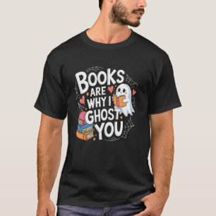 Cute Ghost Bookish Book Lover Reading T-Shirt
