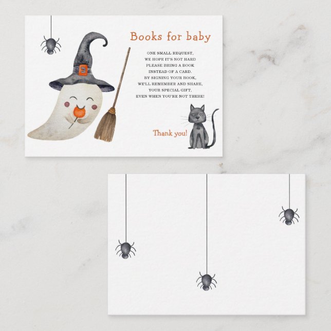 Cute ghost - books for baby ticket enclosure card (Front/Back)