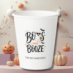Cute Ghost Boos and Booze Halloween Paper Cups
