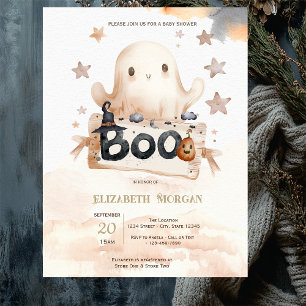 Cute Ghost Bow Boo Baby Shower Invitation