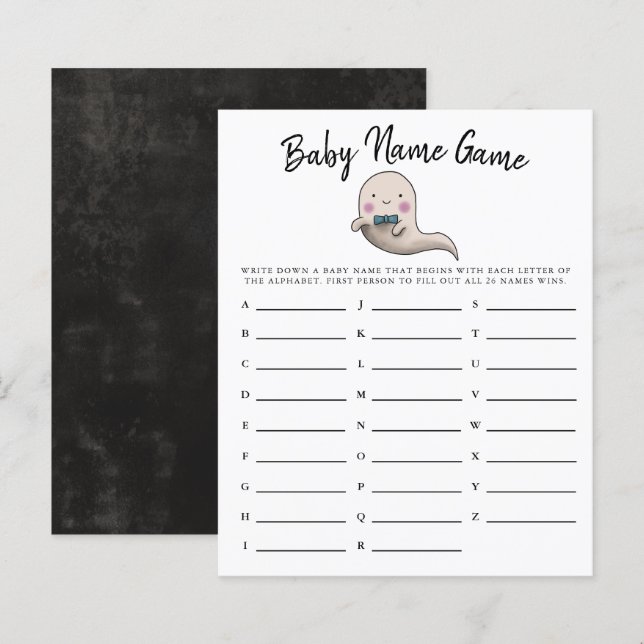 Cute Ghost Boy Baby Name Shower Game  (Front/Back)