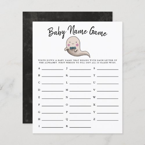 Cute Ghost Boy Baby Name Shower Game 