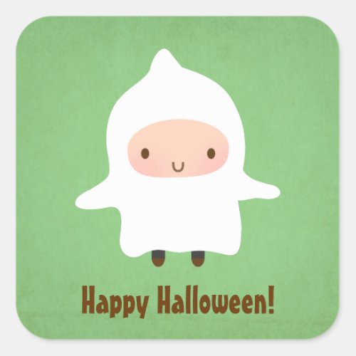 Cute Ghost Boy Not So Scary Halloween Square Sticker