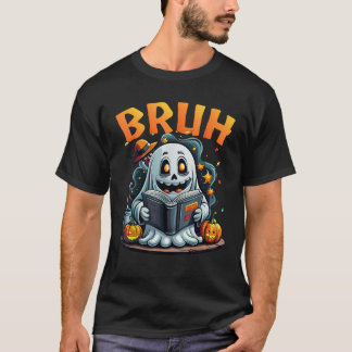 Cute Ghost bruh Boo Reading book Funny Family Hall T-Shirt