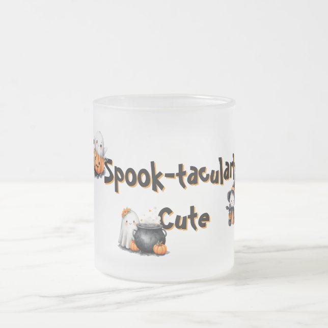 Cute Ghost Candy Custom Spook Frosted Glass Coffee Mug (Center)