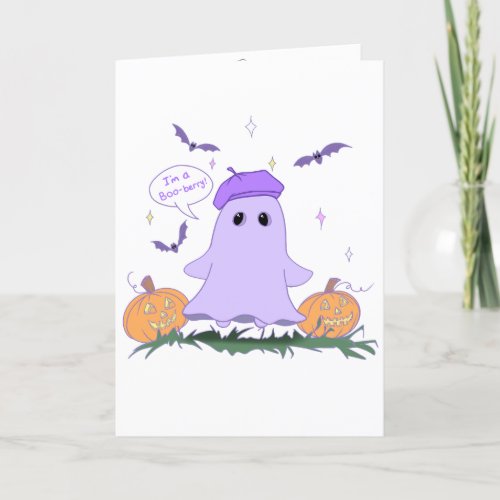 Cute Ghost Cartoon Happy Halloween Holiday Card