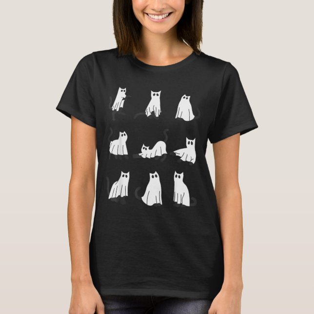 Cute Ghost Cat Funny Halloween Design ghost cat T-Shirt (Front)