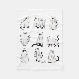 Cute Ghost Cat Funny Halloween Outfit Costumes Fleece Blanket