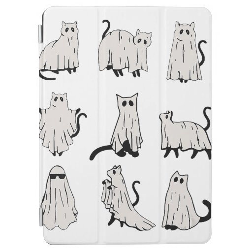 Cute Ghost Cat Funny Halloween Outfit Costumes iPad Air Cover
