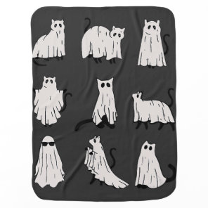 Cute Ghost Cat Funny Halloween Outfit Costumes T-S Baby Blanket