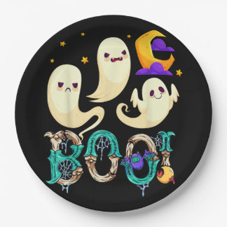 Cute Ghost Cat Funny Halloween Outfit s  Paper Plates