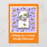 Cute Ghost Cat Spooky Sweet Halloween Holiday Postcard