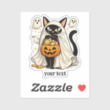 Cute Ghost Cat Trick Or Treat Halloween
