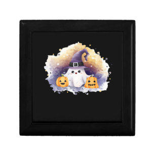Cute Ghost Cat with Pumpkins – Kawaii Halloween Ar Gift Box