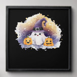 Cute Ghost Cat with Pumpkins � Kawaii Halloween Ar Peel And Stick Photo Tile