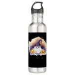 Cute Ghost Cat with Pumpkins � Kawaii Halloween Ar Stainless Steel Water Bottle