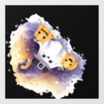 Cute Ghost Cat with Pumpkins � Kawaii Halloween Ar Wall Decal