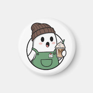 Cute Ghost Coffee Button Magnet